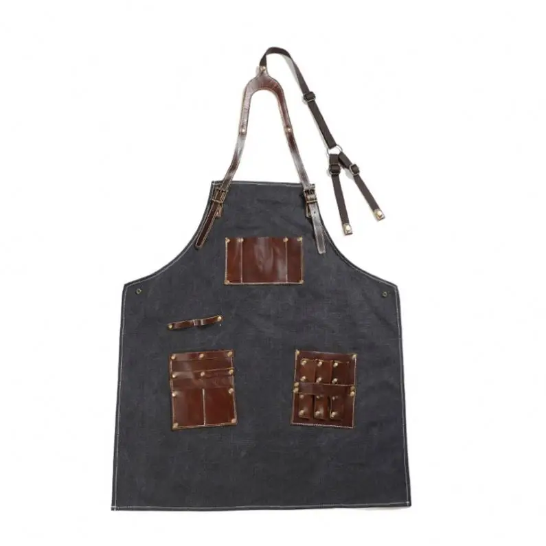 

Fashion Leather 100% cotton canvas apron cooking art painting restaurant cafes canvas pron for work, Same as picture or custom
