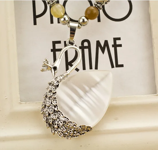 

00102-28 Fashion Korean long style sweater chain cat's eye water drop Jewel Crown flower Peacock Necklace