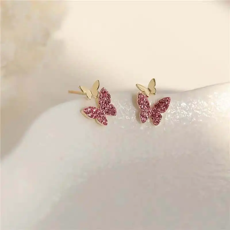 

SHARON SH702 925 silver needle temperament double butterfly high-end women's earrings wholesale