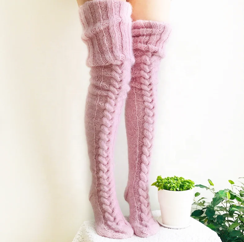 

Fashion Amazon popular slouchy socks over knee high socks wool stockings women Wool slouch sock stockings, 7 colors