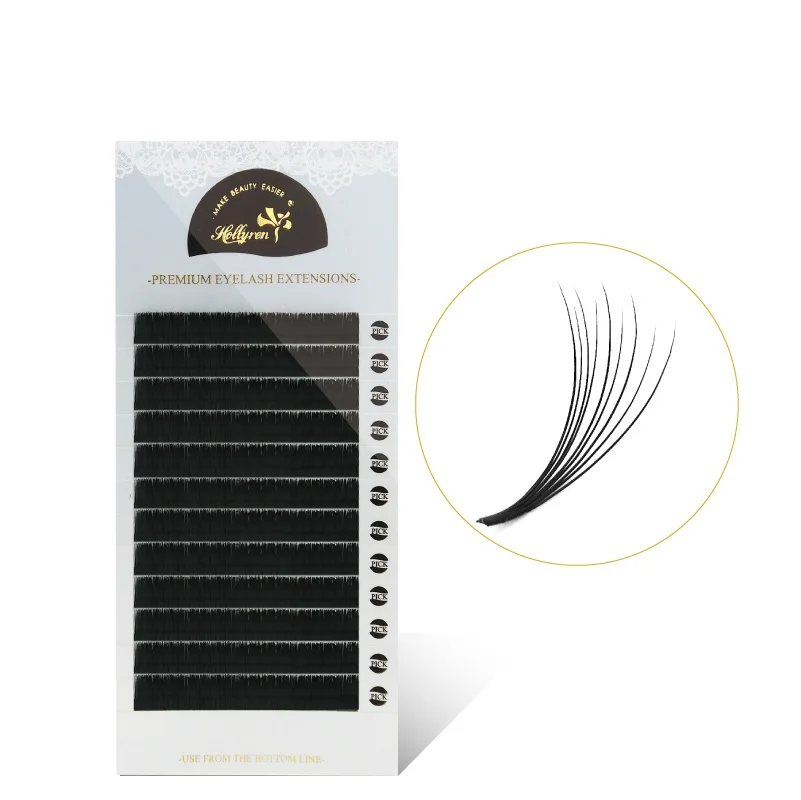 

Top Quality Korea PBT Silk Super Soft One Sec Easy Fanning Eyelash Extensions, Black, colored
