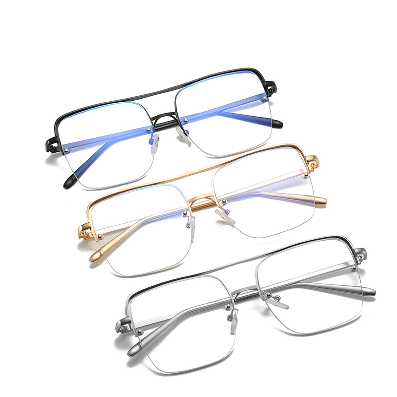 

Unisex Classic Half Metal Frame Transparent Lens Sunglasses