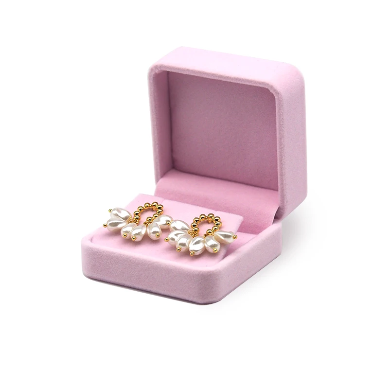 

Wholesale cheap price jewelry ring earring storage box luxury earring flannel box cardboard boxes for jewelry, Pink,red,brown,blue,white,gray