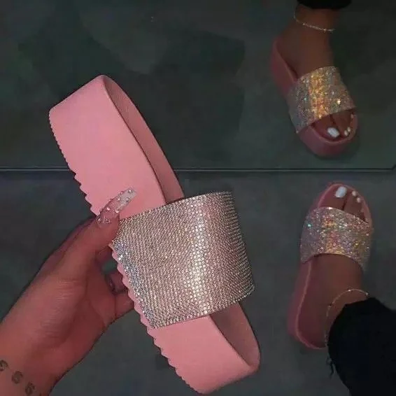 

Thick Sole Platform Neon Cheap Wholesale Shoes 2020 Diamond Lady Footwear Increasing Wedges Chunky Heel Pumps Plus Size Slippers, Black apricot pink /neon green