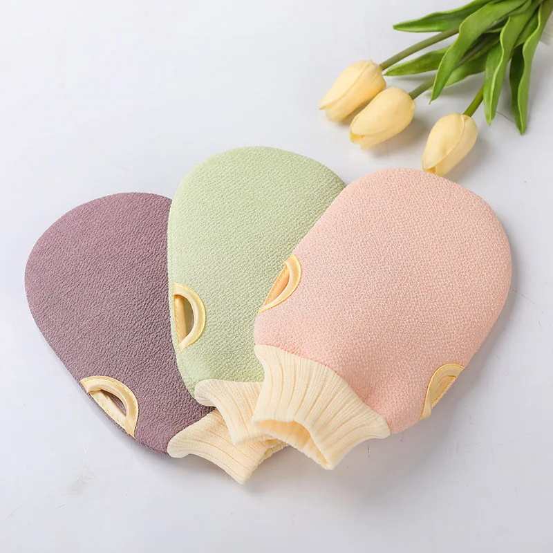 

Hot Selling Bathing Gloves Soft Shower Exfoliator Two-sided Body Cleaning Scrub Mitt Rub Dead Skin Removal