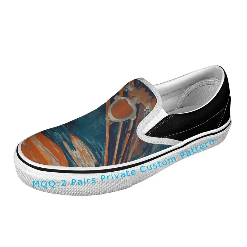 

New style OEM pattern lazy casual slip on lofer canvas shoes for men