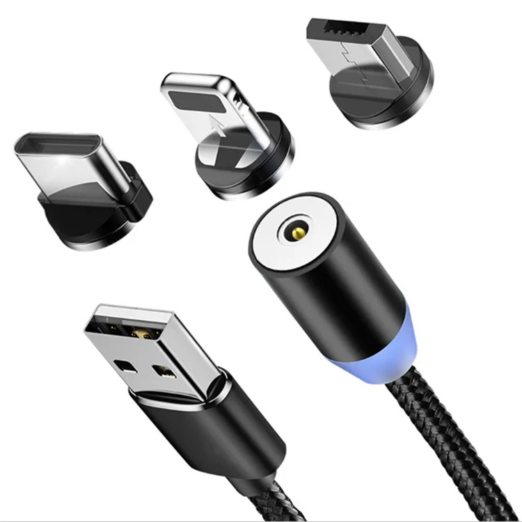 

OEM/ODM 1M 2M 3 IN 1 Multi Black USB C Magnetic Cable LED Magnetic Charging Cable Magnetic Cable