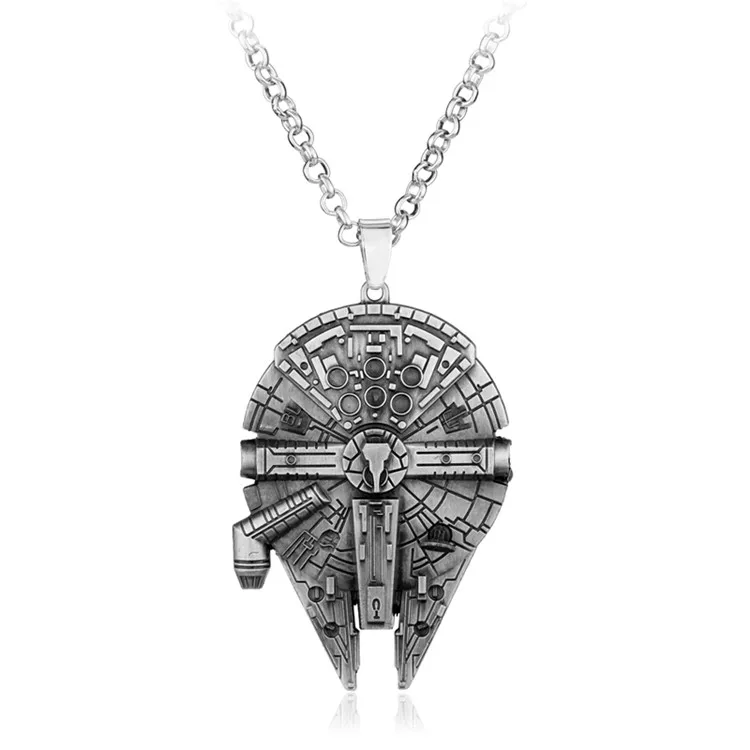 

Vintage Starwars Pendant Spaceship Millennium Falcon Souvenir Necklace Movies Fan Collection Badge Unique Gift