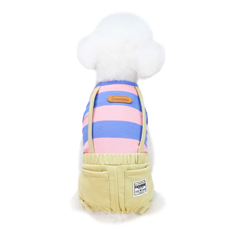 

Pet Dog Clothing New Design Spring and Summer Stripe Overall for Cat teddy Dog, As picture