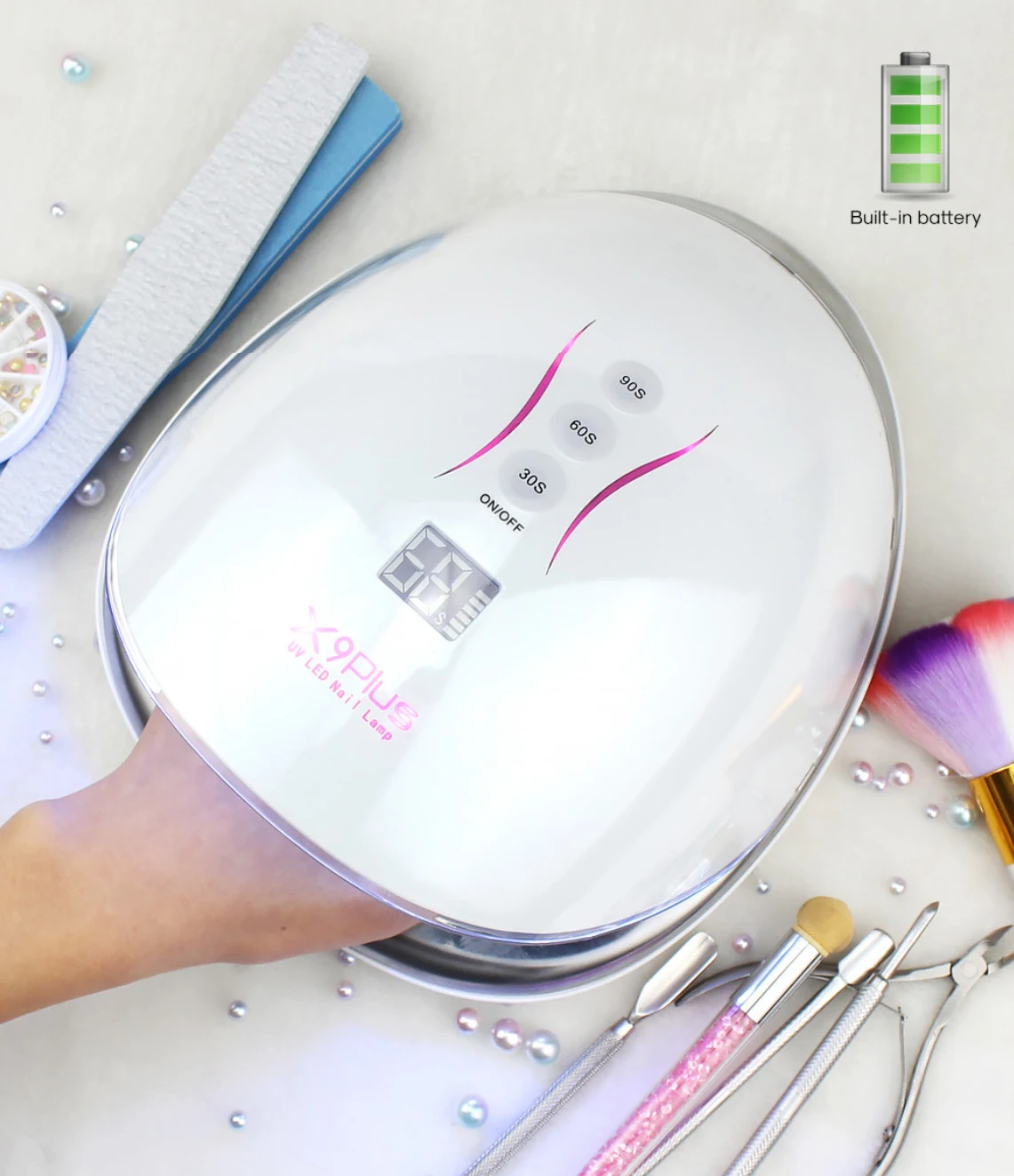 
2021 Amazon New trending High quality Efficiency High grade Heavy duty for salon manicure Wireless UV led nail lamp rechargeable 