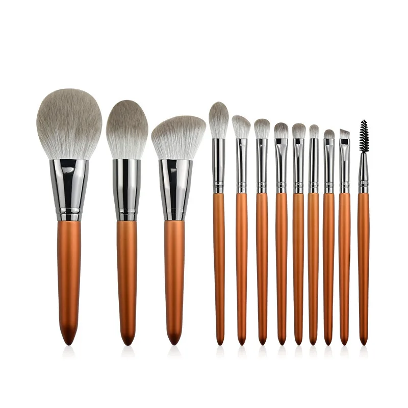

OEM 12pcs Brown Makeup Brush Set with High Quality Synthetic Hair