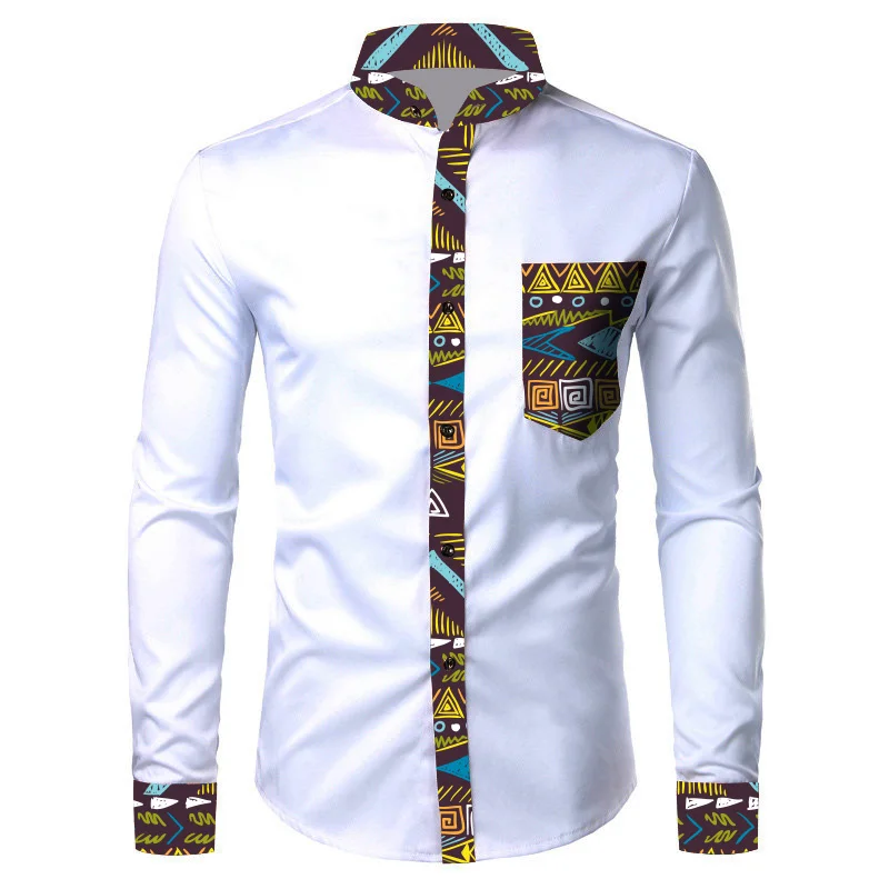 

2021 New Arrival Summer African Men's Clothing Fashion Casual Cotton Shirt African Ankara Men's Long Sleeve Shirt, Kente print/customized print