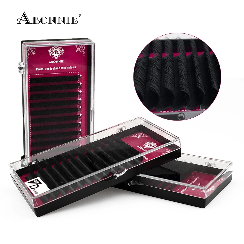 

Abonnie jet black C CC D DD curl individual eyelash extensions supplies private label mega volume eyelash extension