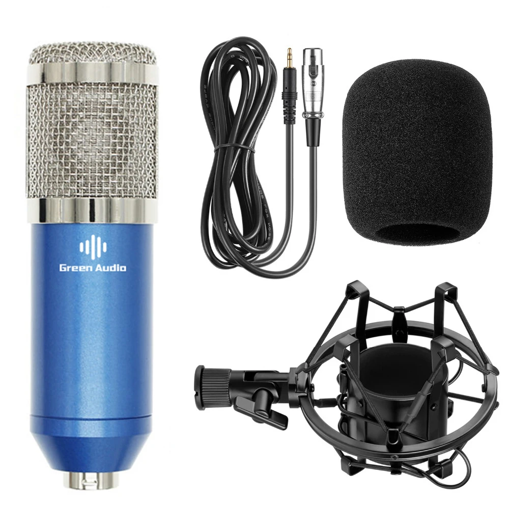 

GAM-700 Professional studio broadcasting recording set condenser microphone ball-type anti-wind foam cap power cable black, Blue/red/black/silver/gold