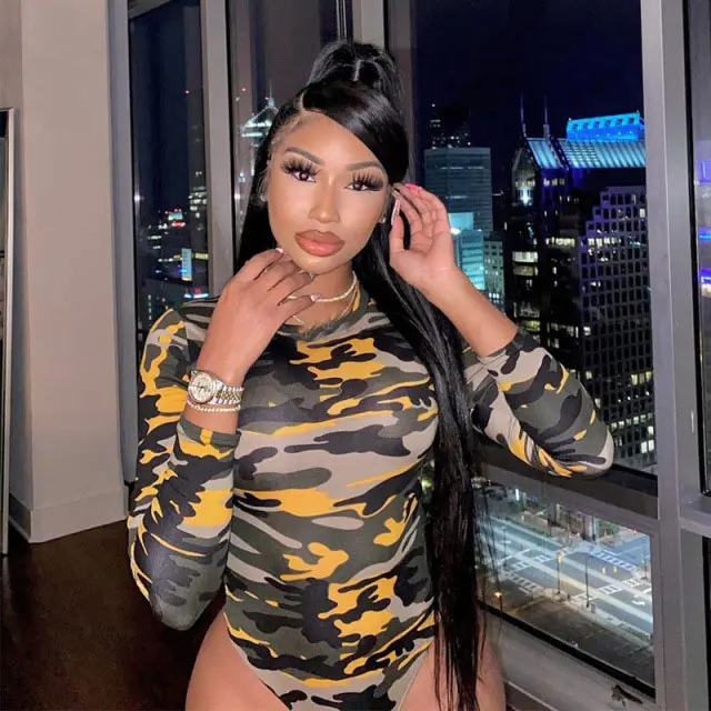 

FS3446A 2021 fashion body suit camouflage color print woman clothing