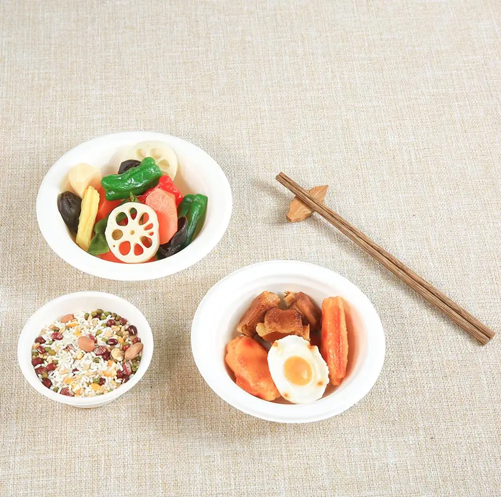 

Eco-friendly compostable bagasse bowl biodegradable disposable pulp mold pulp fiber bowl soup bowl, White