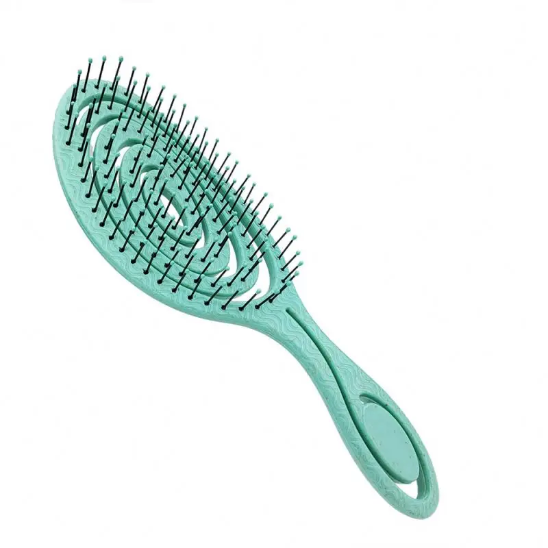 

Amazon Hot Sell Detangl Hair Brush Electroplated Gold Detangling Natural Straw Customer Logo Orange Handle Combs Plastic