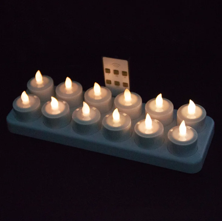company modern zen homepillar rechargeable flameless tea lights yellow light electric candle with remote control