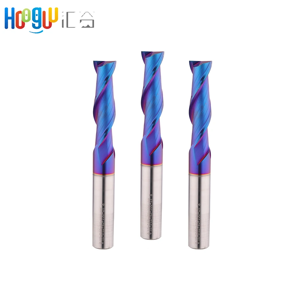 

End mill 2Flutes HRC65 with 120mm Extended straight shank Tungsten Carbide CNC lathe machine nano blue coating end mill, Picture shown