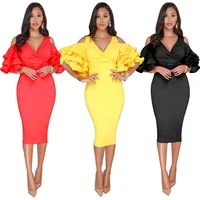 

Temperament commuter party ruffle dress women plus size dress lotus leaf eared skirt women's clothing