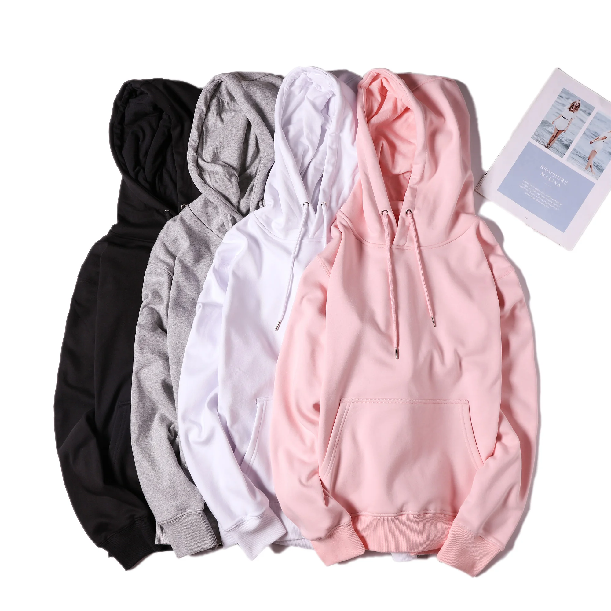 

wholesale custom winter quality cotton fleece hoodie with kangaroo pocket unisex black white pink grey, Custom combed cotton hoodie