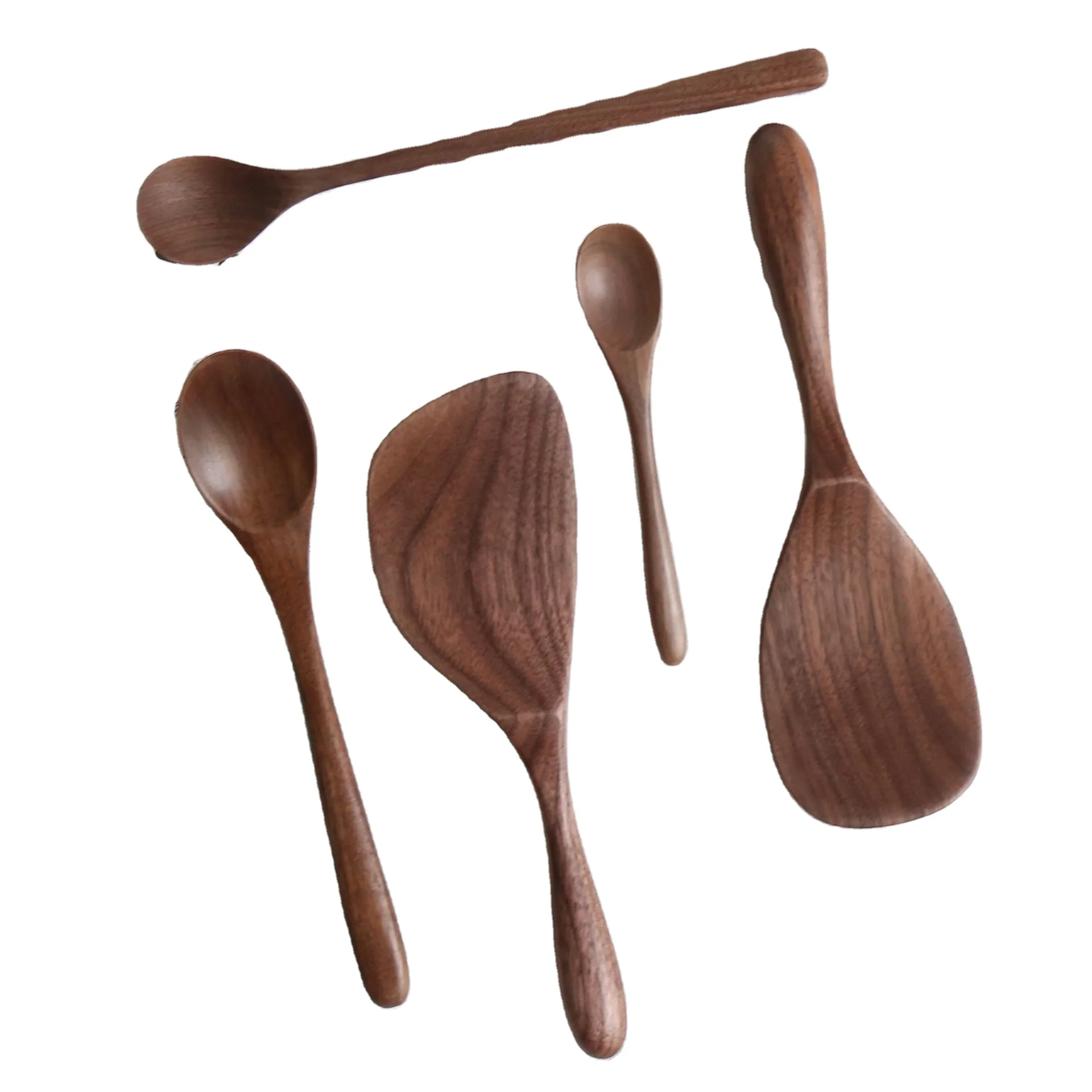 

New Black Walnut Wood Tableware Spoon Solid Wood Japanese-Style Honey Coffee Wooden Rice Spoon