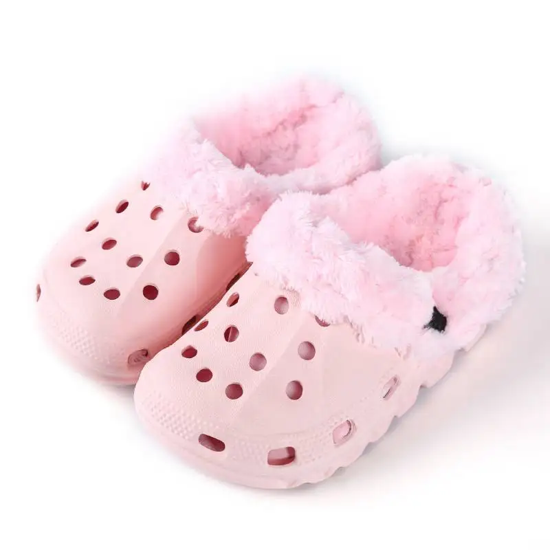 

New autumn and winter children's hole cotton slippers toe sandals summer detachable kids shoes two-way cotton non-slip slippers