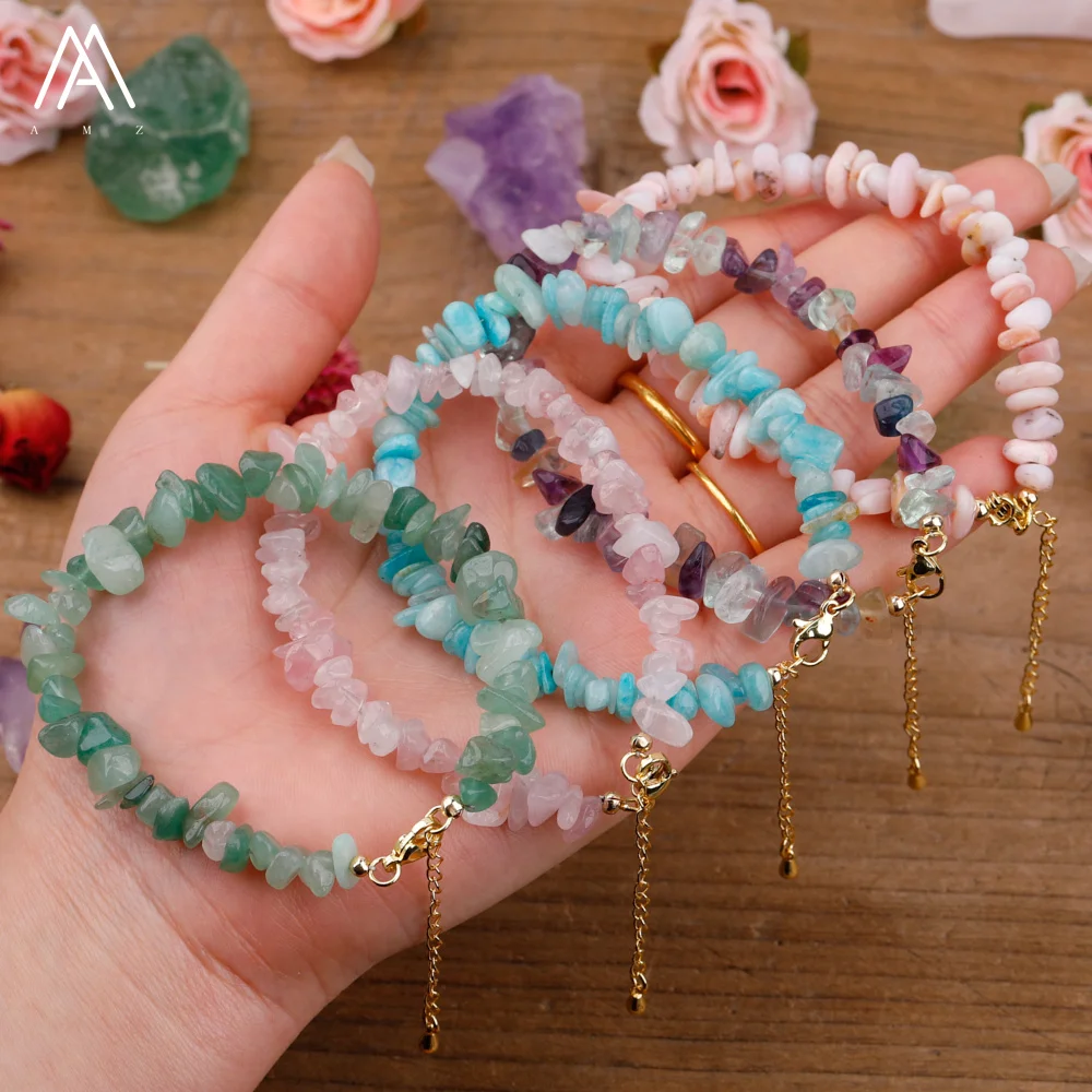 

Tumbled Stone Bracelet Wholesale , Natural Stone Chip Beads Adjustable Bracelet for Men Jewelry