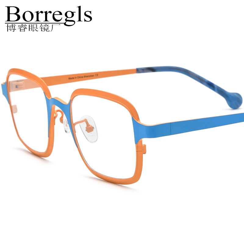 Borregls Colorful Titanium Glasses Frame Men 2025 New Brand Designer Square Eyeglasses Women High Quality Optical Eyewear 185805