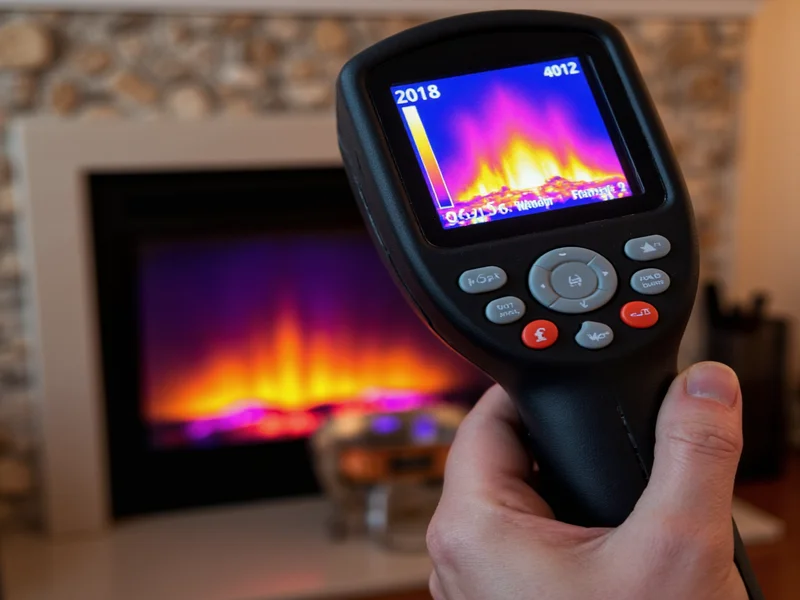 Thermal camera inspection of DIY electric fireplace components