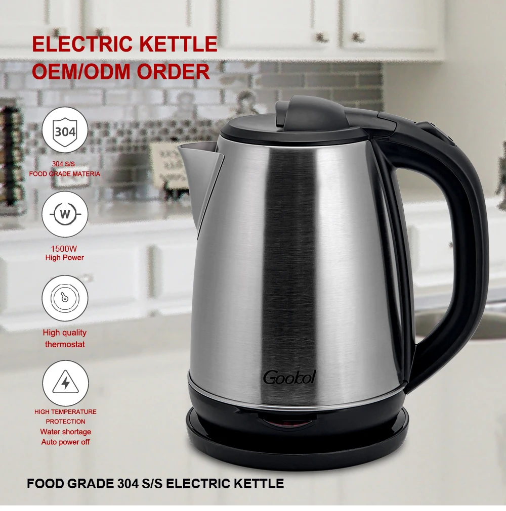 304 Stainless Steel Kettle Boil Water Cordless Electric Hotel The
