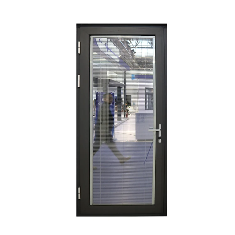 Modern double leaf aluminum steel office door with glass