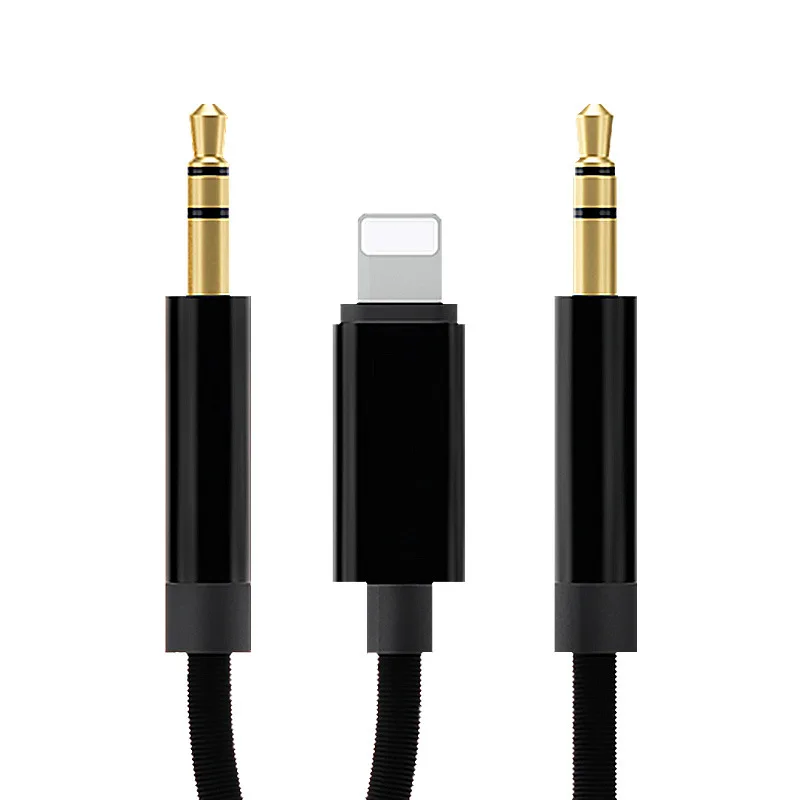 

3.5mm Aux Audio Cable Gold Plated Male to Male 3 In 1 Nylon Car Audio Cable For Iphone To Lighting Interface 1.2M wire