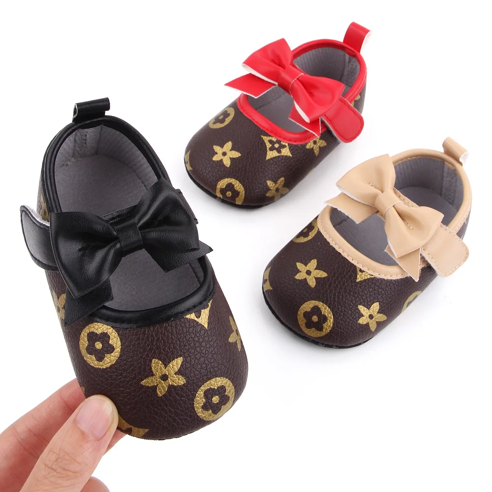 

Leather Infant Newborn Baby Shoes Girls Bowknot Mary Jane Toddlers Shoes, Pink/white/black/blue/yellow