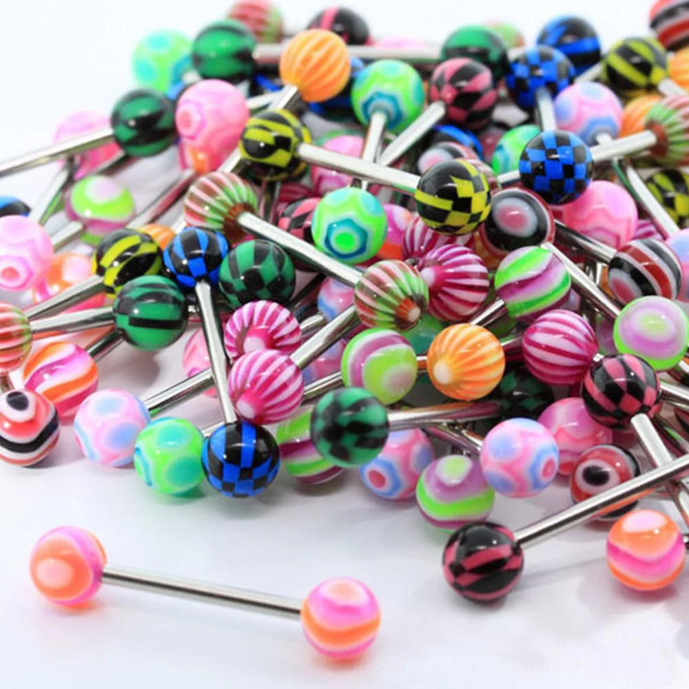 

Mixed batch puncture jewelry acrylic color stainless steel tongue ear expansion lip ring factory wholesale