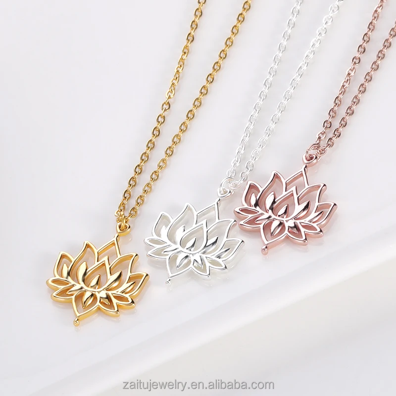 

Latest design European hollow lotus flower pendant necklace charm necklace for woman, Gold,rose gold ,silver