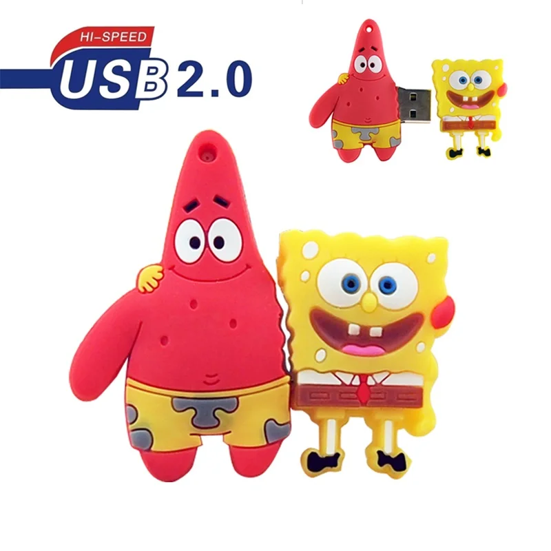 

High quality cartoon SpongeBob flash usb memory stick 2GB 4GB 8GB pen drive pendrive 16GB 32GB 64GB usb 2.0 flash drive U disk