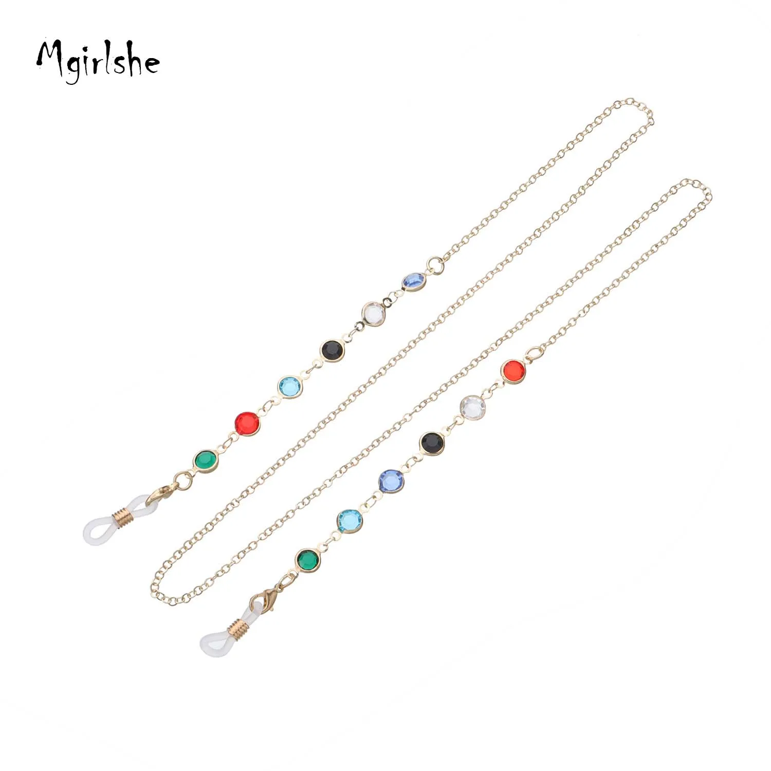

Mgirlshe Color Glass Crystal Beads Facemask Lanyards for Women Holder Chain Strap Anti-Lost Masking Leash Chain Relieve Eyeglass, Gold silver