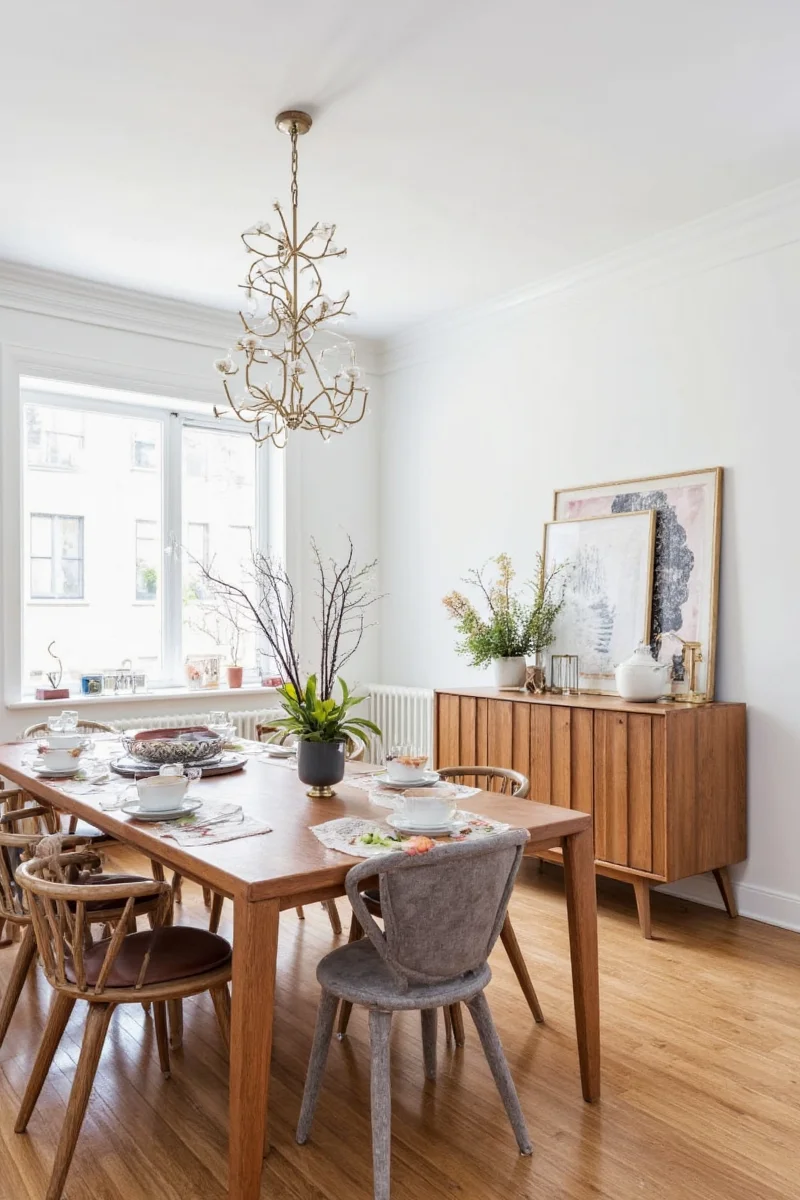 Dimmable pendant light over dining table