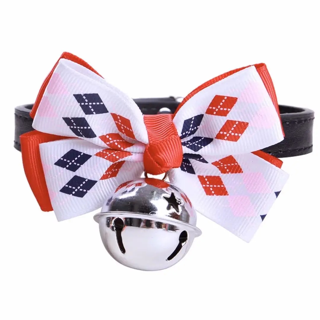 

Fashion Bow Bell Collar Pet Products Suitable for Cats and Small Dogs Dog Bell Tie Polka Dot stripe Exquisite and Safe