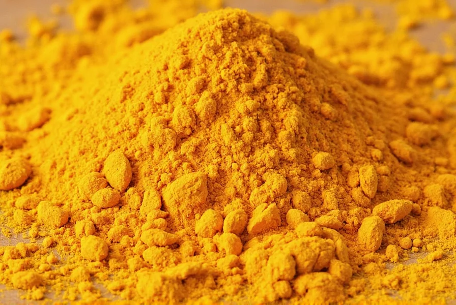 Various dishes featuring turmeric powder including curry, rice, and roasted vegetables