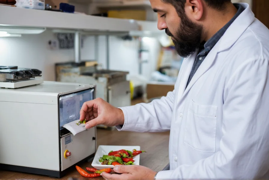 Scientist using laboratory equipment to measure capsaicin concentration in chili peppers for Scoville scale determination