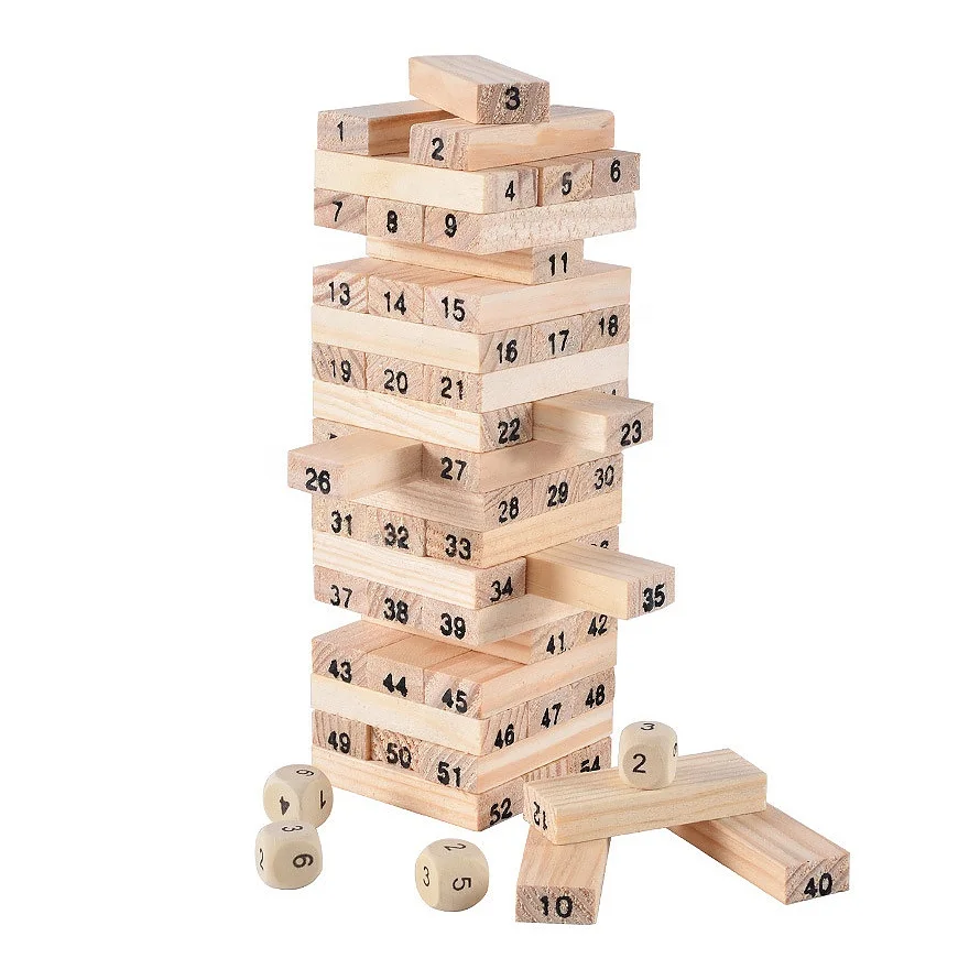 

wood timber jengas stacking blocks tower board games wooden building blocks toys kids