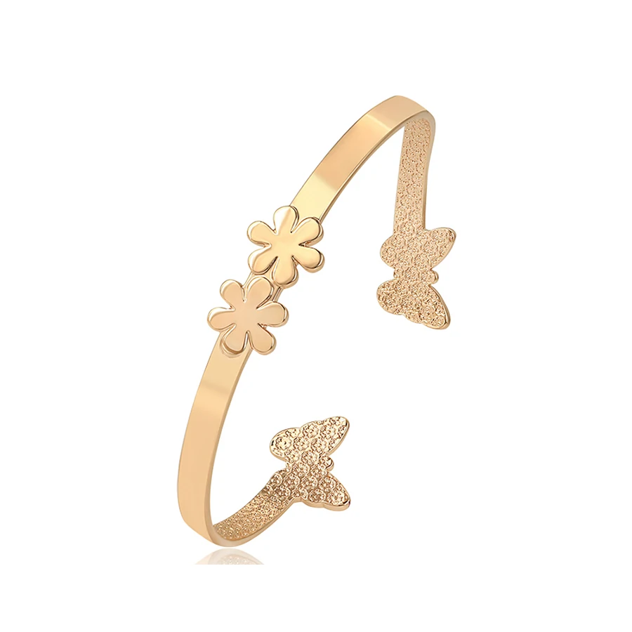 

52472 Xuping jewelry new design gold fashion butterfly stone bangles with flowers