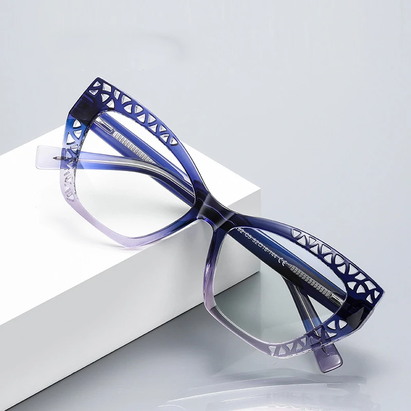 

2182 Cat Eye Vintage Computer Eye Glasses Spring leg Eyeglasses Anti Blue Light Glasses TR90 optical eyewear frames