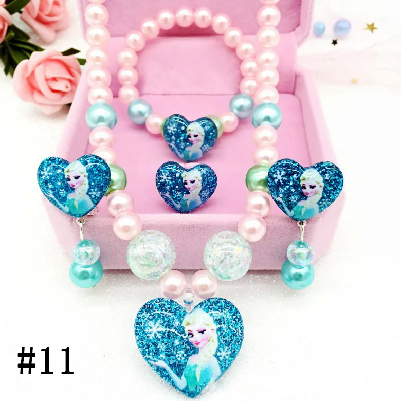 Kids Girls Princess Baby Beads Necklace&Bracelet&Ring Set Jewelry Gift  JP 