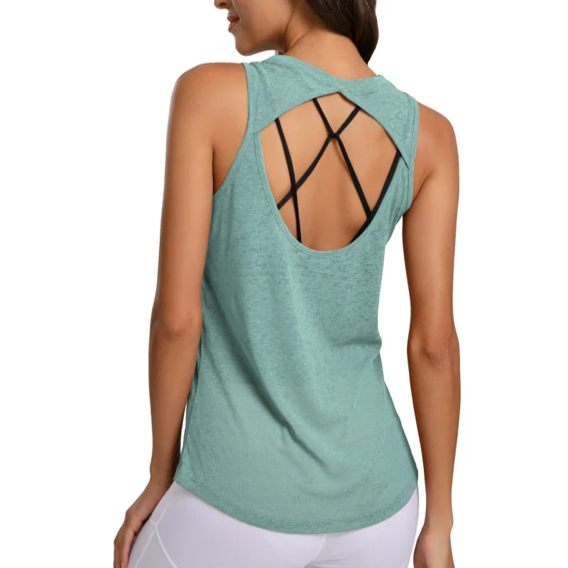 

Women Outdoor Sport Athletic Gym Workout Fitness Yoga Tank Tops Running Shirt