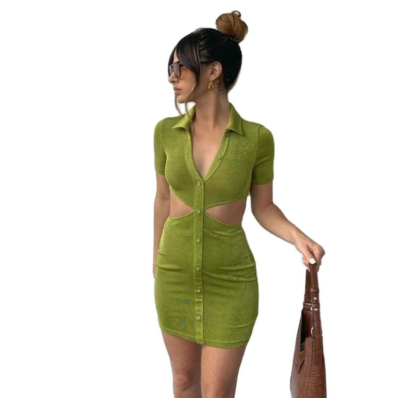 

Dropshipping Summer Ladies Short Sleeve Hollow Out Dress Sexy Cut Out Bodycon Tight Fitted Dress Sheath Casual Vintage Dresses, Black/blue/pink