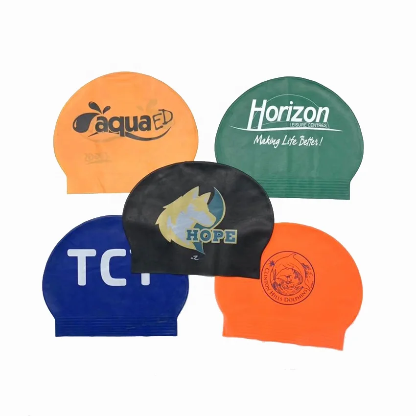 

Fashion Customized Logo Colorful Swim Hat Latex Swimming Cap For Wholesale