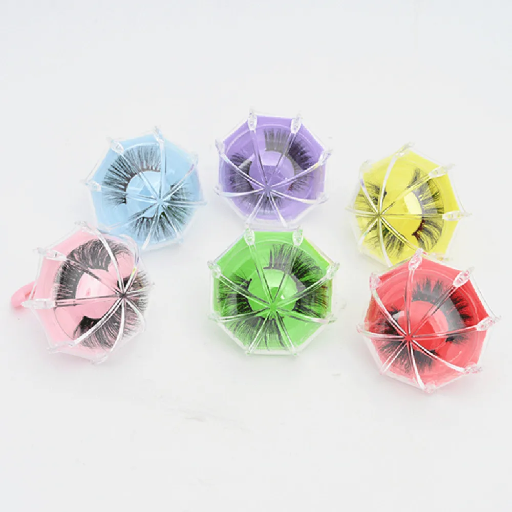 

Plastic Portable Fake Eyelash Storage Box Clear Umbrella Shape Eyelash Packaging Case Candy Color Lash Storage Container Boxes, Accordingly to design